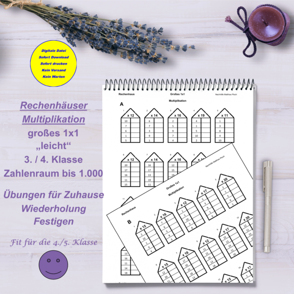 Multiplikation großes 1x1 1mal1 großes Bundle insgesamt 1.000 Aufgaben - Mal rechnen Zahlenraum 1.000 - 3.Klasse / 4.Klasse Grundschule